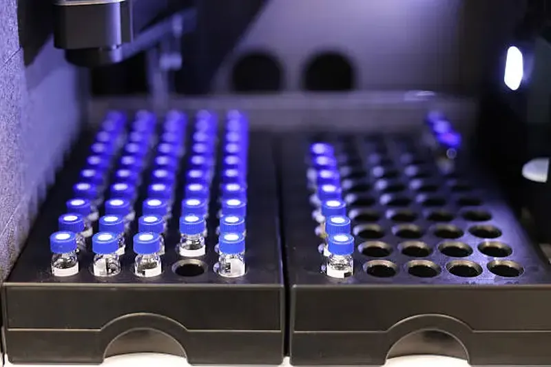 Organized sample tray ready for analysis